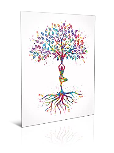 Yangxiaolei Tableau Decoration Murale Impression sur Toile Yoga Arbre de Vie 1 Partie Moderne Toile non Tissée Salon Chambre décoration de la chambre 60x90cm Sans cadre Cover