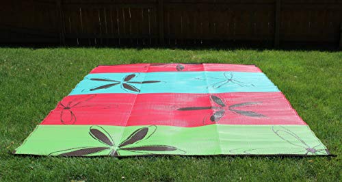 Rv Mat Patio Rug Colorful Floral Design 9x12 - Thumbnail 2