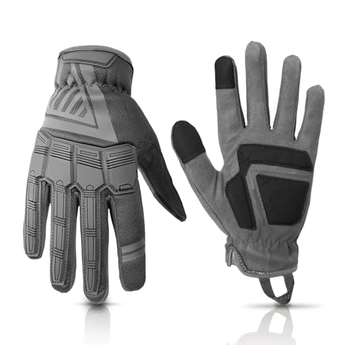 Glove Station - Impulse Guard Tactical Gloves for Men - Touch Screen Working Gloves Ideal for Sports & Outdoors, Motorcycle and Hunting - Gray, Medium