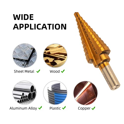 Amoolo AST1909-3PCS Titanium Step Drill Bit Set thumb #3