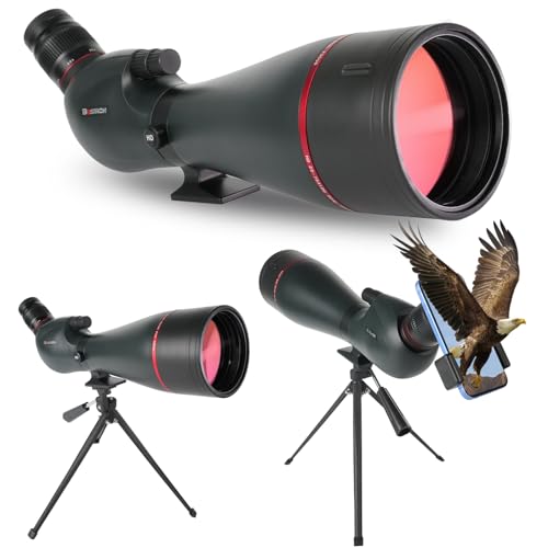 BOSTRON 25-75x100 Spotting Scope for Target Shooting with Upgraded Tripod Carrying Bag and Phone Adapter Angled Spotter Scope for Bird Watching Hunting Wildlife Scenery Monocular for Adults