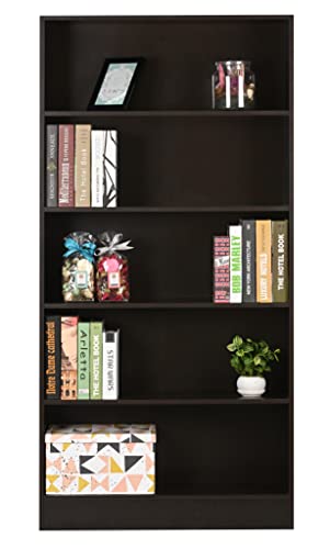 Image of DeckUp Muvo 5-Shelf Engineered Wood Book Shelf and Display Unit (Dark Wenge, Matte Finish)