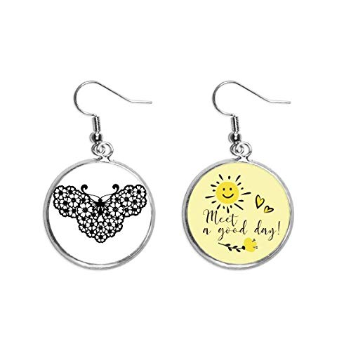 Pendientes de mariposa con alas florales talla M de metal