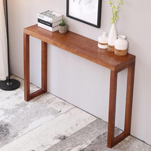 Image of 80 cm Long Solid Wood Console Table for Living Room | Wooden Modern Side Entrance Table for Home & Office | Entryway Hallway Foyer Table with Shelf Storage | Solid Wood Sheesham
