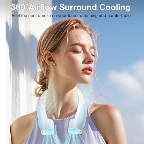 Image of Hionly Neck Fan, 6 Speeds Adjustable Portable Personal Fan Rechargeable, 6000 mAh Battery Faster Cooling Wearable Fan, Ultra Quiet for Home, Office, Travel, Outdoor