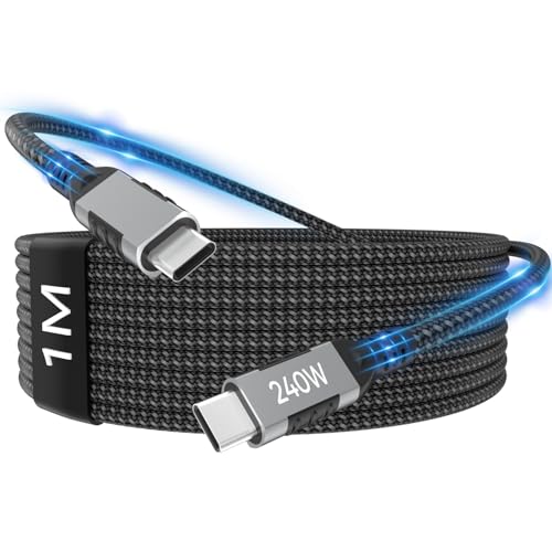 Zestiq Cable Cargador USB-C a USB-C 240W, Cable de Carga PD Tipo C, Cable USB-C de Carga Rápida para iPhone 17 16 15 Pro Max Plus, MacBook iPad Air, Samsung S25 S24 Ultra, Steam Deck - 1M