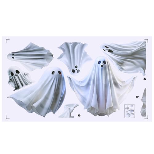 Halloween Window Clings, Double Sided Ghost Window Stickers Reusable Ghosts Decal for Home Party Store Glass Decor