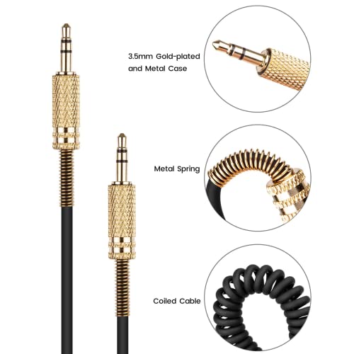 Image of for Marshall Speaker Cable, Replacement Aux Extension Cord 3.5mm Coiled Audio Cable for Marshall Action II Stanmore II Woburn II Stockwell Bluetooth Speaker