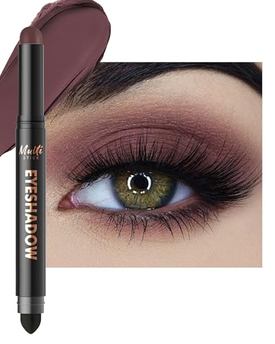 Crayon Fard a Paupiere Matte, Longue Durée Waterproof, Pivotant Prune Foncée Bâton Ombre a Paupiere, Smooth Texture Fards à Paupières Crème, Hight...