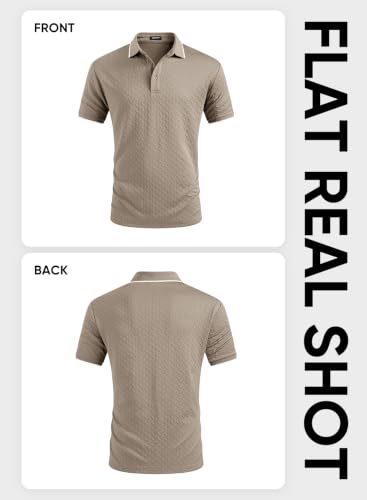 Image of JMIERR Mens Casual Polo Shirt Short Sleeve Vacation Button Summer Beach Knit Stretchy Golf Shirts
