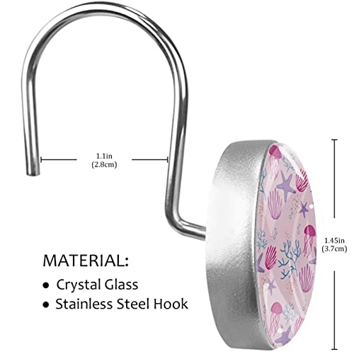 Crochets de rideau de douche haut de gamme en métal résistant rose corail et méduse - 4
