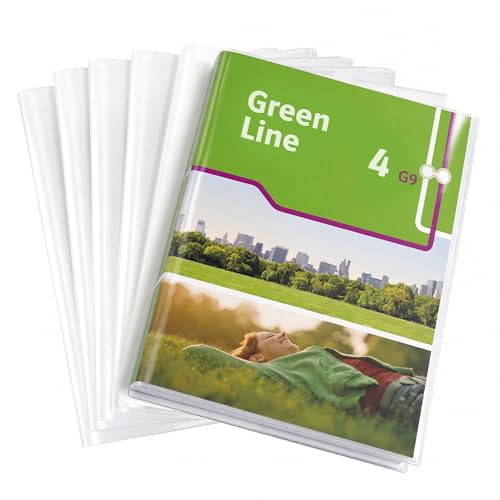 Buchumschläge 10 Stück Bucheinschlagfolie Einstellbar Wasserdicht Buchschoner für Schulbücher Schulhefte Wiederverwendbare Workbooks Klare Heftumschläge Transparent 26.5 * 19.5CM