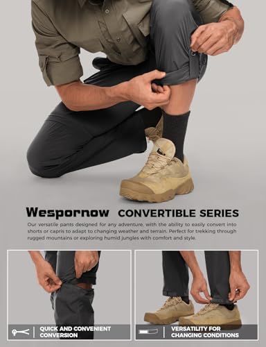 Foto von Wespornow Herren Zip-Off-Wanderhose-Abnehmbar-Trekkinghose, Atmungsaktiv Outdoorhose Arbeit Hosen Schnell Trockend Sommer Funktionshose mit 5 Taschen (Dark Grau, XL)