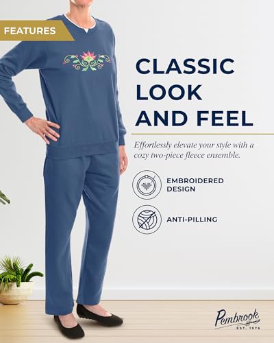 Pembrook Womens Sweat Suits Two-Piece - Ladies Sweatsuits Sets | Embroidered Fleece Sets for Women 2 Piece | Sweat Outfits for Older Women