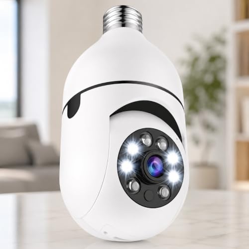Câmera de Segurança Wi-Fi Lâmpada 360° Panorâmica Full HD 1080P - Visão Noturna Infravermelha, Prova D'água, Detecção de Movimento