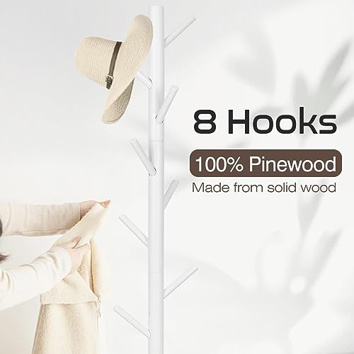 image for WANGMUXIA Coat Rack, Freestanding Coat Rack with 8 Hooks and 3 Adjusta