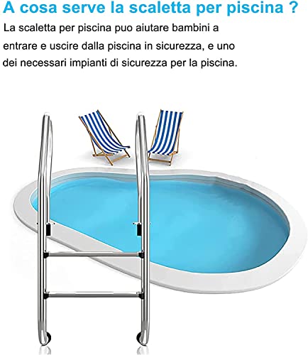 Escalera de acero inoxidable para piscina con 2 peldaños miniatura 3