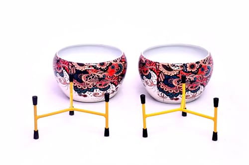 Image of Amazon Brand - Solimo Tripod Stand | Set of 2 | Flower Design | Multicolor | Iron