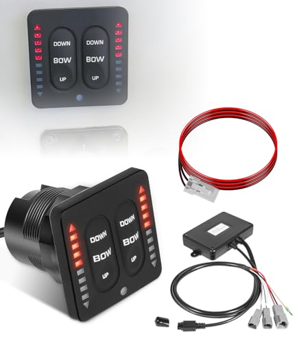 15270-001 LED Indicator Two-Piece Tactile Switch Kit with 36 Pigtail Compatible with Lenco Marine Single Actuator Trim Tab Systems - Low-Profile Design Backlit Keypad & Auto-Retract (12V/24V)
