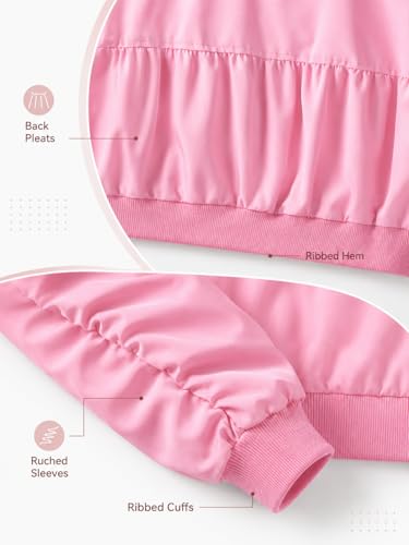Image of WELAKEN Lightweight Multiple Pockets Zip Up Bomber Jacket for Girls Toddler & Kids II Little Girl's Casual Flight Crop Jacket