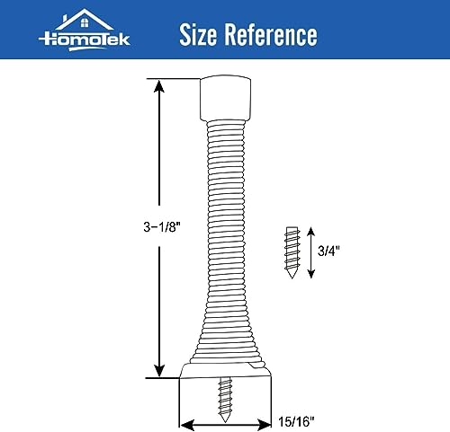 Image of HOMOTEK 1 Pack Oil Rubbed Bronze Spring Door Stops,3-1 /8 inch Heavy Duty Door Stop - Flexible Spring Door Stopper with Low Mounted Black Rubber Bumper Tips