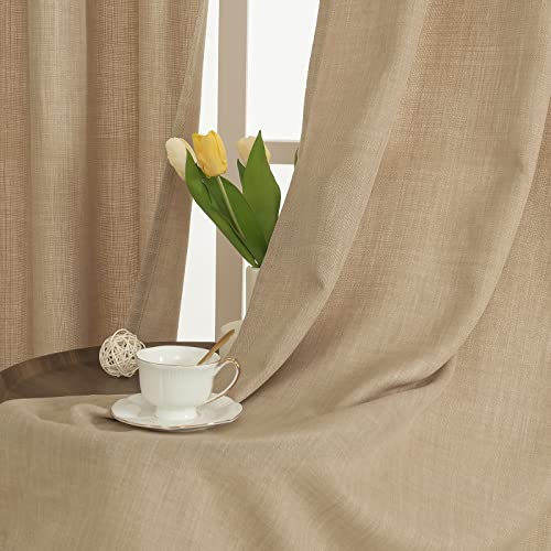 Lamit Natural Linen Curtains For Living Room 84 Inch Length 2 Panels, Linen Textured Privacy Burlap Panels Grommet Semi Sheer Light Filtering Drapes For Bedroom/Farmhouse, 52 X 84 Inch #TOP2