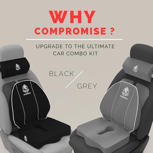 Image of MRRON Neckrest Back Support or Coccyx Orthopaedic Cushion for Long Sitting Universal fit with Ergonomic Design Made by High Density Memory Foam Used for Car or Office Chairs. (Grey, Spine Support)