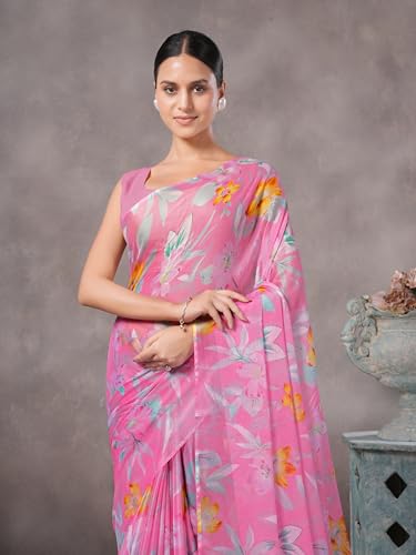 Image of Garden Vareli Floral Print Nara Chiffon Saree