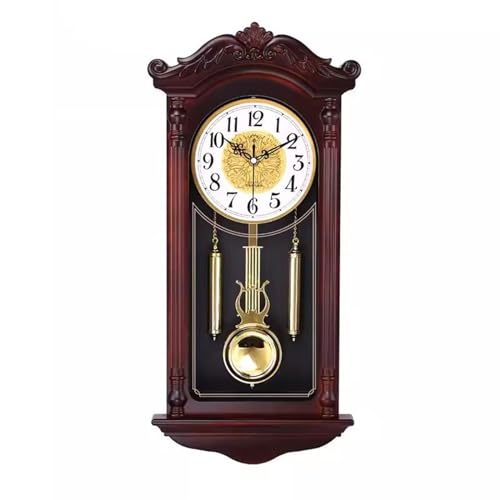 Pendule horloge murale balançoire rétro aux finitions soignées effet bois