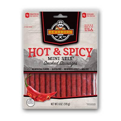 Dearborn Brand Hot & Spicy Mini Sticks (6oz Bags, 3-Pack) : Bite-Sized Blazin' Beef Snacks for On-the-Go Flavor Adventures!