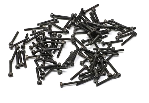 Image of iexcell 100 Pcs M2 x 16mm Thread Pitch 0.4 mm Alloy Steel 12.9 Grade Hex Socket Head Cap Screws Bolts Kit, Black Oxide Finish