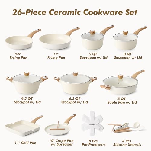 image for SENSARTE Ceramic Cookware Sets, Pots and Pans Set Non stick, Non toxic