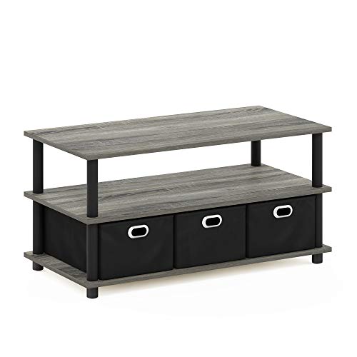 FURINNO Turn-N-Tube Coffee Table, 31.22D x 15.5W x 15.8H in, French Oak Grey/Black/Black by Furinno - Used condition - Image 5