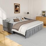TDRTRD Sofá cama Convertible para 2 Personas 90/180x200cm, Sofá cama tapizado de terciopelo con somier, Camas de día con camas, marco de cama extensible, Litss de invitados para sala de estar, gris