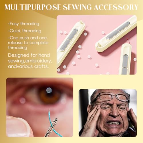 Image of HASTHIP 2 in 1 Needle Threader Seam Ripper, Automatic Sewing Machine Opening Machine Quilting Supplies Sewing Kit Rapid Sewing Machine Circular Sewing Machine, Beige