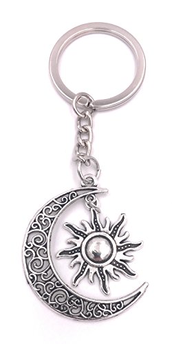 H-Customs Lune avec Soleil Porte-clé Pendentif en métal argenté Cover