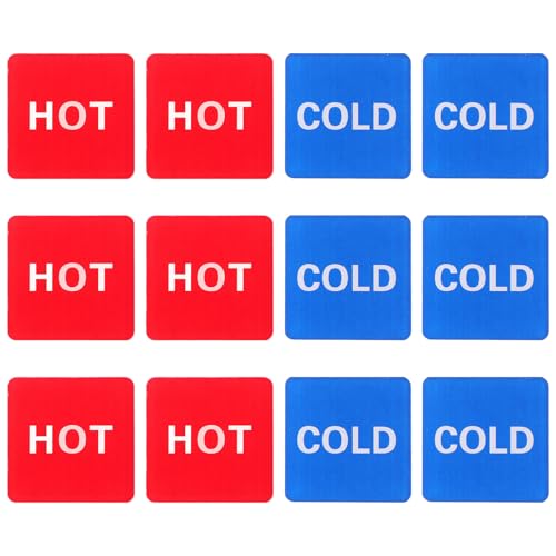 Image of 6 Pairs Hot and Cold Water Sign Stickers, Acrylic Label