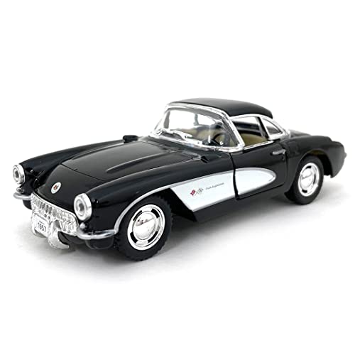 Set Of 4: 5" 1957 Chevy Corvette 1:34 Scale (Black/Blue/Red/White) By Kinsmart #TOP3