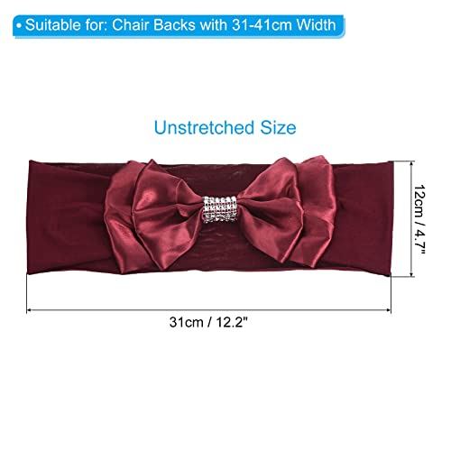 PATIKIL 12"x8" Chair Sash Bow, 10 Pack Spandex Stretch Chair Cover Bands Sashes with Bow Knot for Wedding Banquet Decorations Burgundy - Image 2