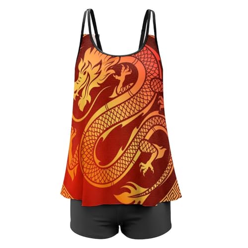 Ensemble bikini avec short de garçon couvrant pour silhouette sublimée en rouge - 4