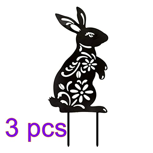 Assr Animal Silhouette Stake,3Pcs Black Bunny Rabbit Garden Stake,Acrylic Rabbit Silhouette Stake For Yards,Rabbit Yard Art,Lawn Outdoor Patio Home Decor,Easter Decor For Home Garden Lawn Decoration #TOP6