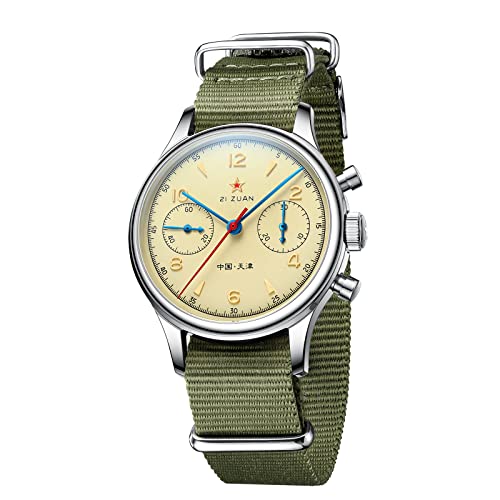 GIV クロノグラフ 腕時計 1963 機械式 アナログ 時計メンズ 1963 ST1901 手巻きムーブメンズ 38mm グースネック 1963パンダダイアル シースルーバック 防水 高級