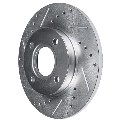 Image of Detroit Axle - Rear Brake Kit for 2007 2008 Mini Cooper, 10.20 inch inch Drilled and Slotted Disc Brake Rotors Ceramic Brake Pads with Hardware Replacement