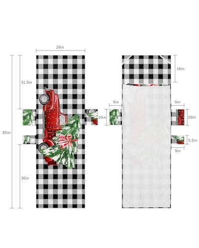 Red Truck Christmas Beach Lounge Chair Towel Cover, Soft Chaise Lounge Towel with Side Pockets Patio Pool Chairs Cover for Beach/Pool Sunbathing 29x85 Xmas Tree Winter Snowflake Black White Plaid