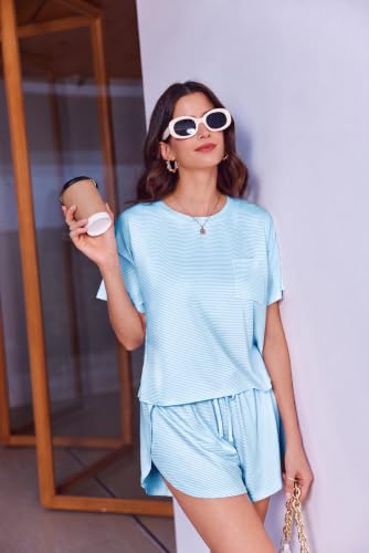 Image of Ekouaer Womens Pajama Sets Sexy Lounge Sets Side Split Short Pj Sets Cute Pjs 2 Piece Comfy Sleepwear Loungewear