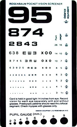 Grafco Pocket Size Plastic Eye Chart 6 3/8 x 3 1/2 Model # 1243 Personal Healthcare / Health Care