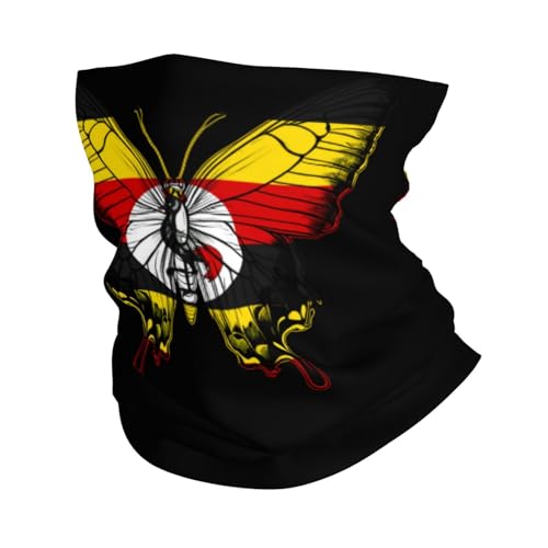 Uganda Ugandans Flag Butterfly Neck Gaiter Balaclava Face Mask for Men Women Patriotic Design Seamless Bandana Cover Scarf Headwear Headband Head Wrap White2