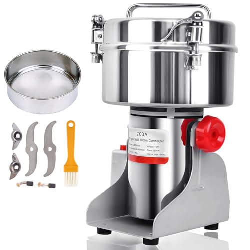 Samger 700g Electric Grain Mill Grinder, 1800W 110V Copper Motor Swing Type Commercial Grinders, High Speed 28000RPM Superfine Grinding Machine Pulverizer for Dry Cereals Corn Pepper Coffee