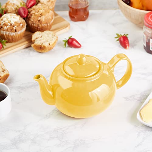 Rsvp International Stoneware Teapot Collection, Microwave And Dishwasher Safe, 42 Oz, Yellow #TOP2