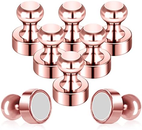 Pack of 8 Rose Gold Magnets Pink Push Pins Magnets Ideal Whiteboard Magnets Refrigerator Magnet Adult Small Strong Magnets for Kitchen Classroom Office